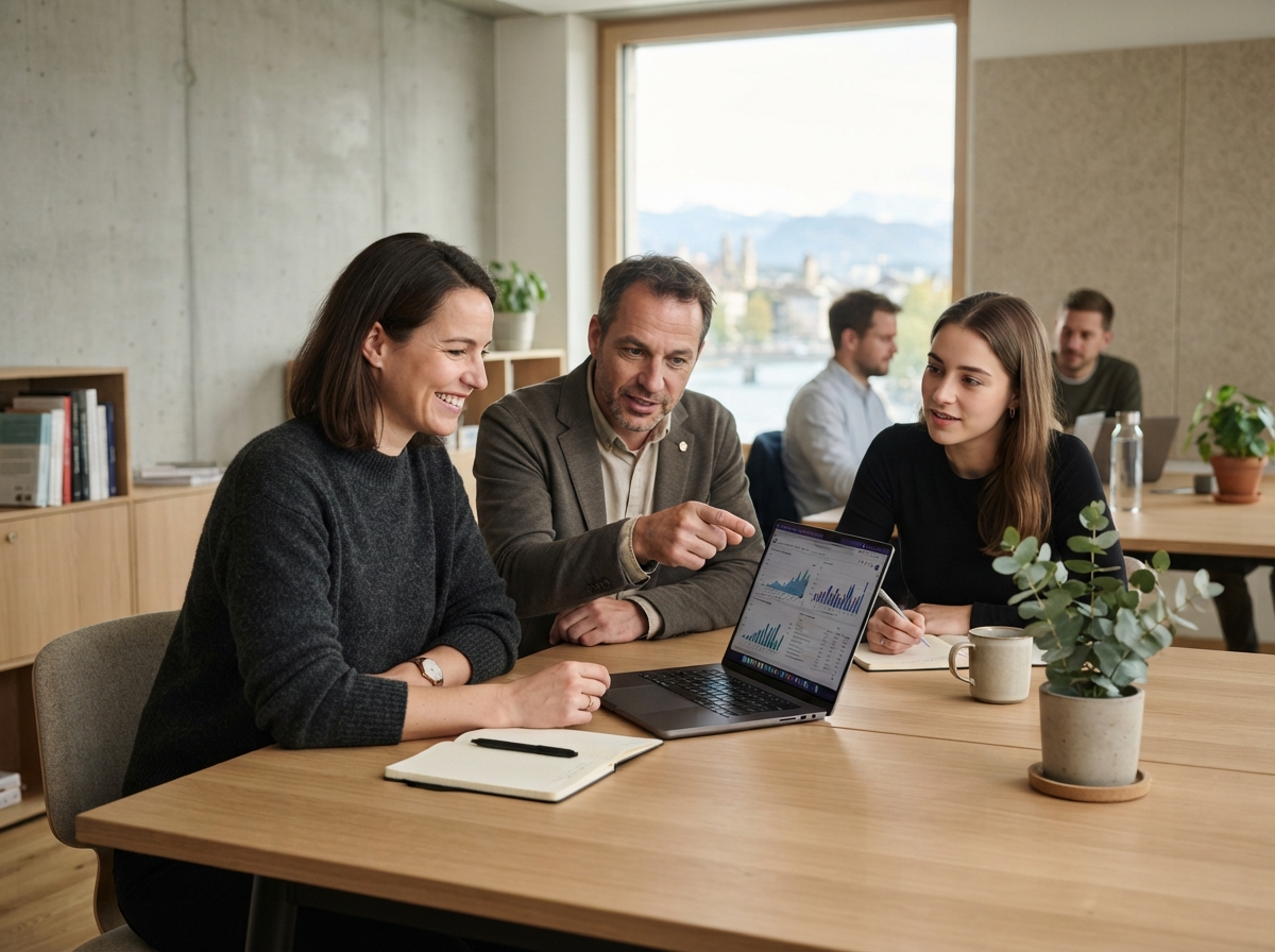 KI-Verdienst-App Team bei der Auswertung von Finanzdaten